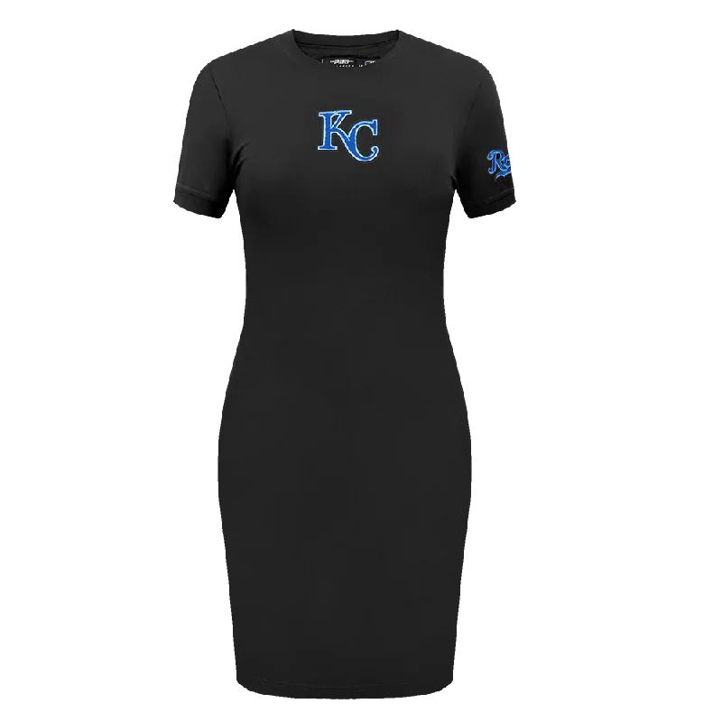 MLB KANSAS CITY ROYALS CLASSIC WOMEN'S BODY CON DRESS (BLACK) Cowl Neckline Elegant