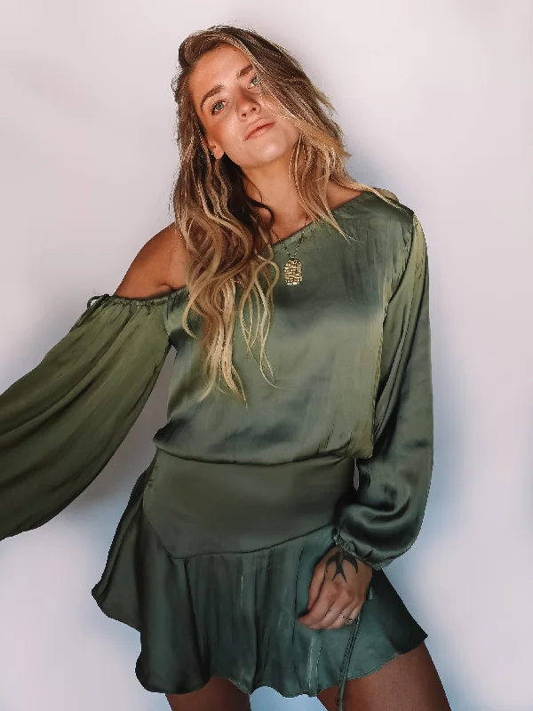 Olive Flow Dress Tunics Stylish elegant