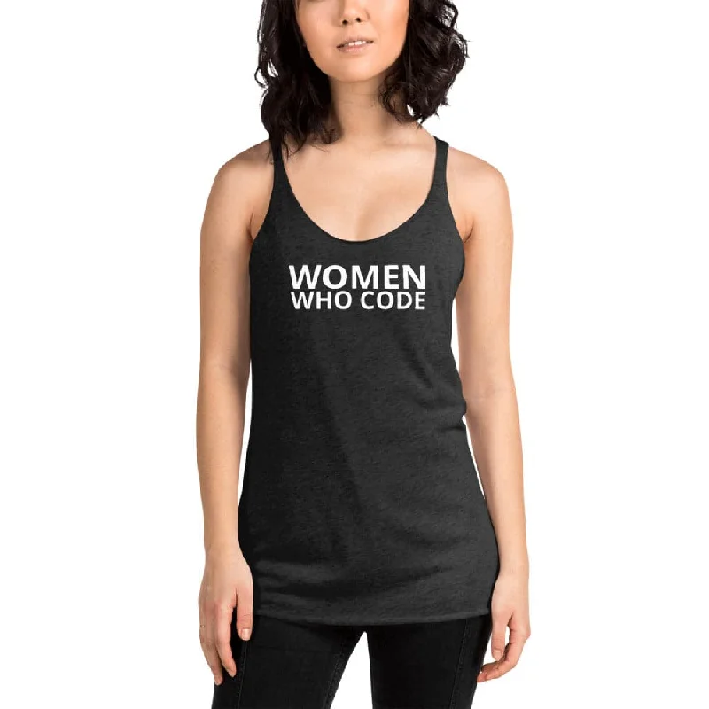 Women Who Code vintage black racerback tank high neck tank