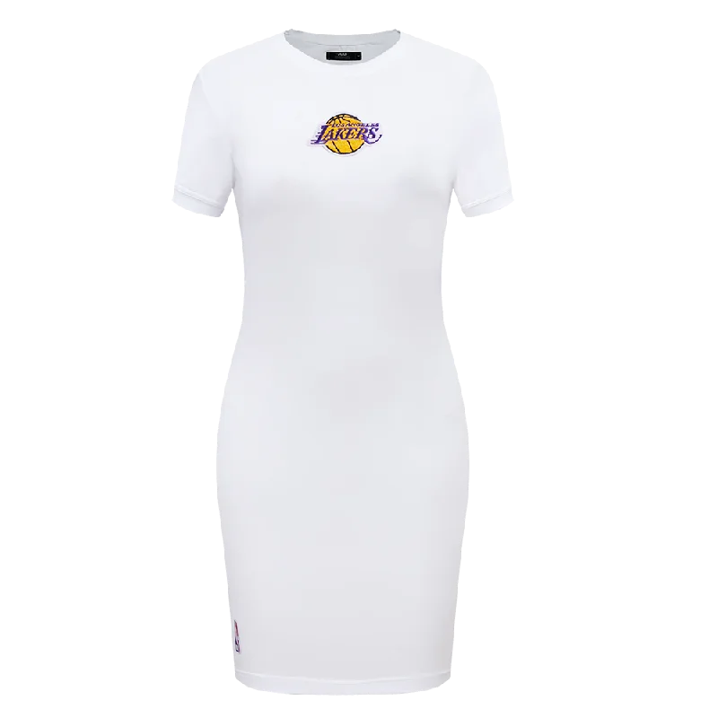 NBA LOS ANGELES LAKERS CLASSIC WOMEN'S BODY CON DRESS (WHITE) Tunics Travel practical