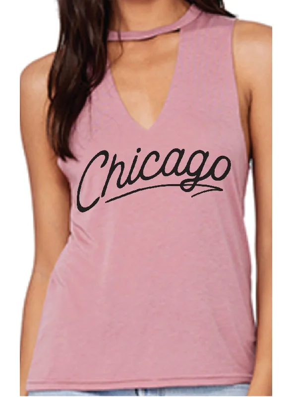 Chicago Women's Mauve Flowy Tank Top lightweight tank top