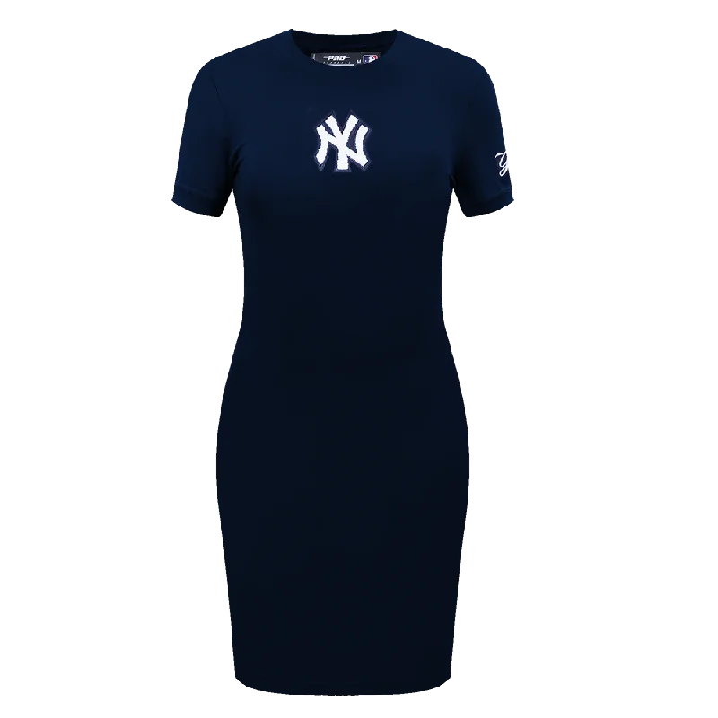 MLB NEW YORK YANKEES CLASSIC WOMEN'S BODY CON DRESS (MIDNIGHT NAVY) Tunics Cozy soft