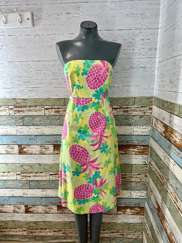 90’s Green & Pink Pineapple Print Strapless Dress by Lilly Pulitzer Tunics Versatile stylish