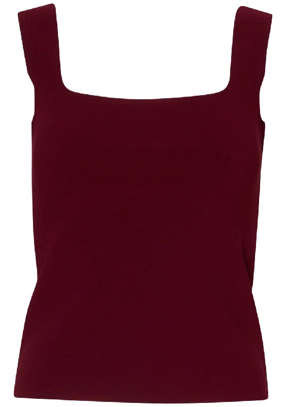 LAY2 Sleeveless Tank Top Burgundy lime green tank