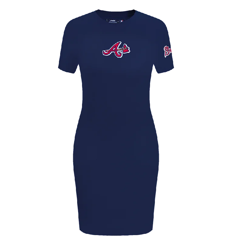 MLB ATLANTA BRAVES CLASSIC WOMEN'S BODY CON DRESS (MIDNIGHT NAVY) A-Line Day Work