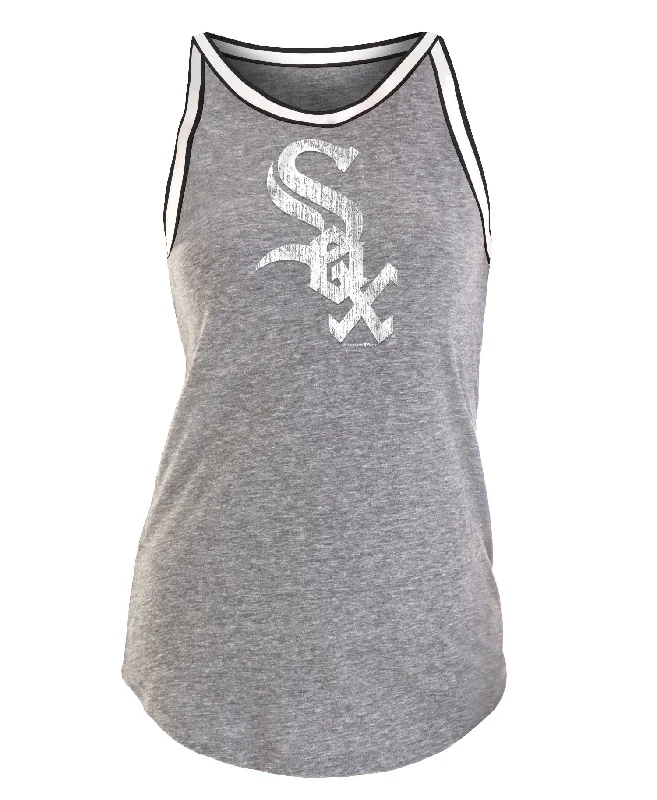 Chicago White Sox Women's Grey w/ Black & White Trim Current Logo Tank coral tank top