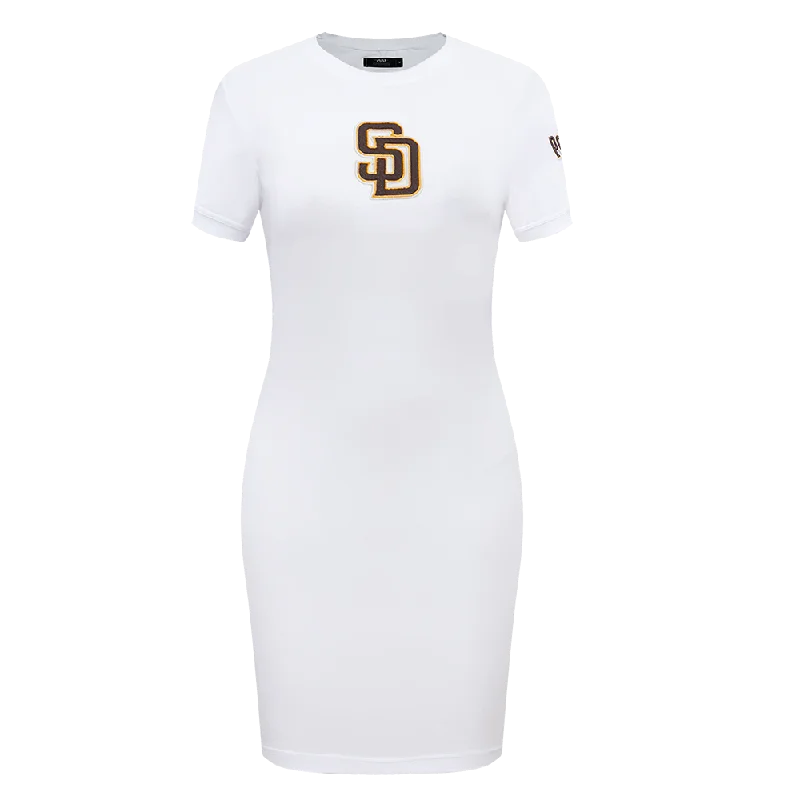 MLB SAN DIEGO PADRES CLASSIC WOMEN'S BODY CON DRESS (WHITE) Tunics Yoga stretchy