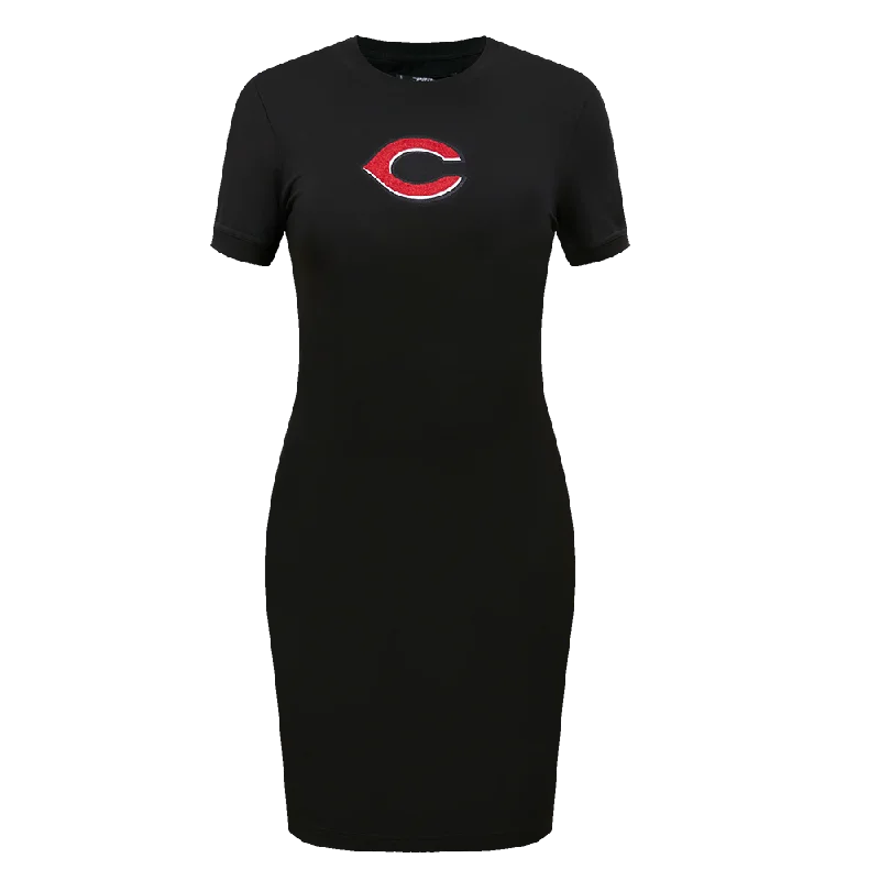 MLB CINCINNATI REDS CLASSIC WOMEN'S BODY CON DRESS (BLACK) Tunic Top Casual