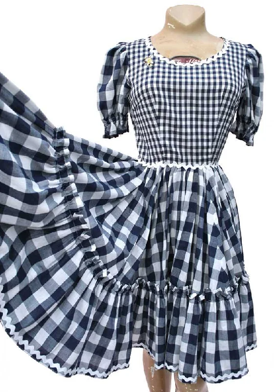 1960s Vintage Blue Gingham Square Dance Dress • Rockabilly Tunics Chic elegant