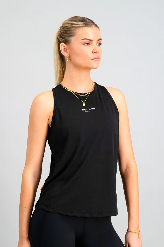 Essential Tank - Black low neck tank