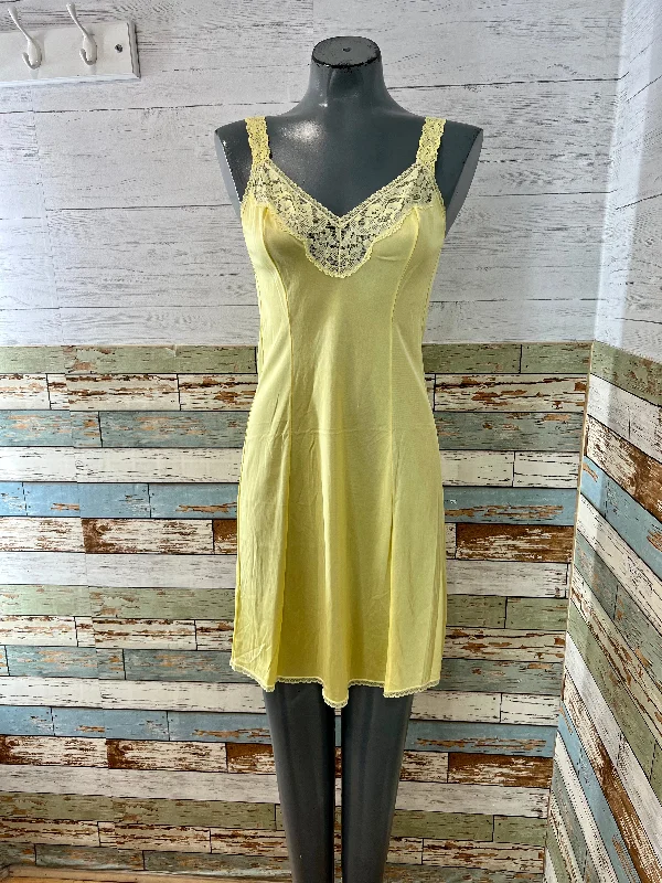 70’s Yellow Slip Dress with Lace Tunics Cozy soft