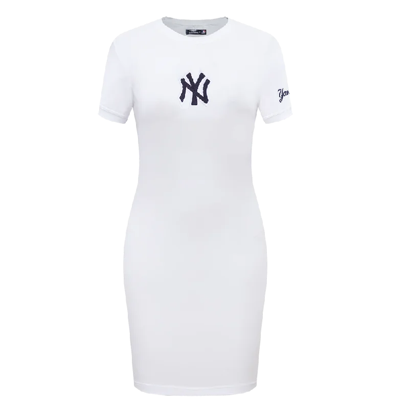 MLB NEW YORK YANKEES CLASSIC WOMEN'S BODY CON DRESS (WHITE) Tunics Versatile all-occasion