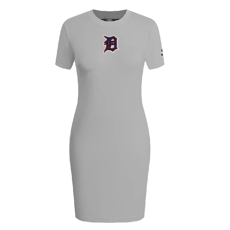 MLB DETROIT TIGERS CLASSIC WOMEN'S BODY CON DRESS (HEATHER GREY) Off-the-shoulder Chic Trendy