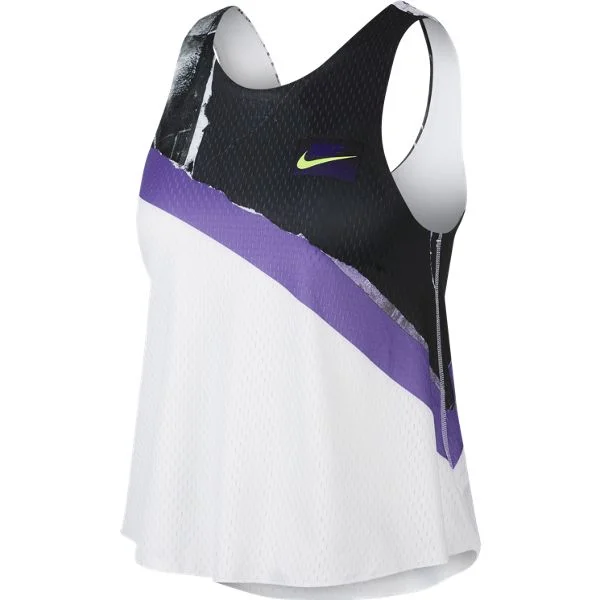 Nike Women's 2-in-1 Tank Top (White/Black/Purple) rhinestone tank top