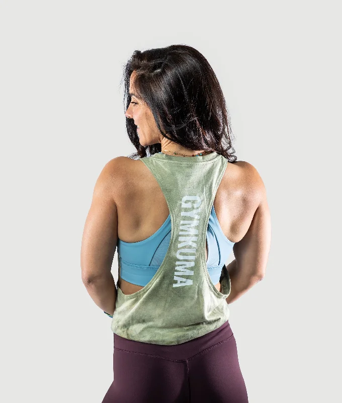 Tie Dye Tank - Moss Green fashionable tank top