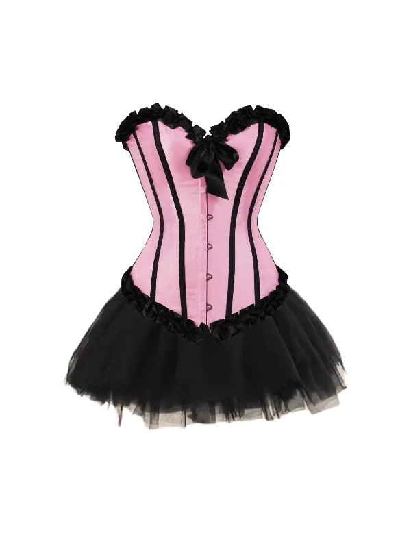 'American Sweetheart' Pink Corset Ballet Core Dress Set Tunics Business professional