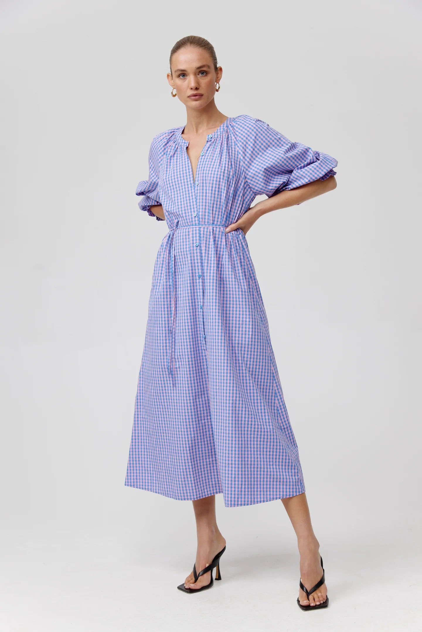 Kinney Coco Dress in Pink and Blue Check - Final Sale Tunics Print Colorful