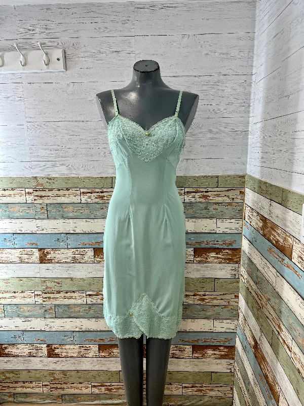 60’s Mint Color Slip Dress By Beverly Vogue  Size 34 M Pencil Office Professional