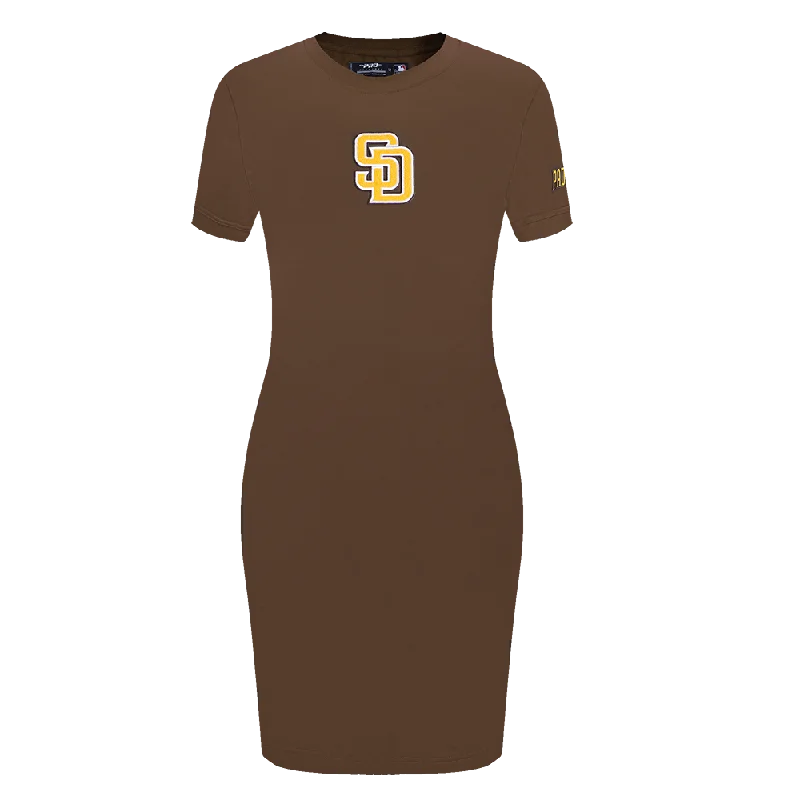 MLB SAN DIEGO PADRES CLASSIC WOMEN'S BODY CON DRESS (BROWN) Elegant Long Evening