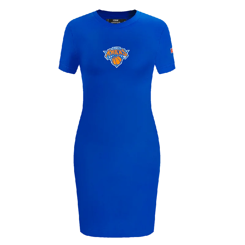 NBA NEW YORK KNICKS CLASSIC WOMEN'S BODY CON DRESS (ROYAL BLUE) Tunics Fleece cozy