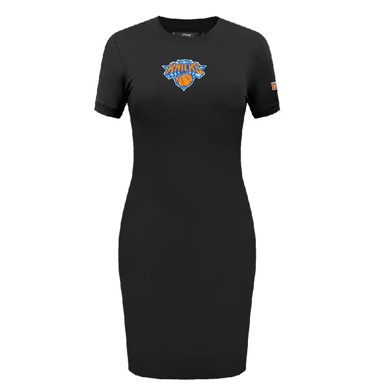 NBA NEW YORK KNICKS CLASSIC WOMEN'S BODY CON DRESS (BLACK) Tunics Velvet soft