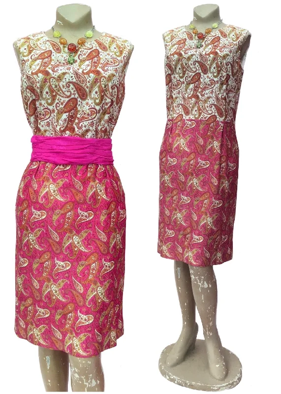 1960s Pink Paisley Nylon Mini Shift Dress • Mod Tunics Essential wardrobe