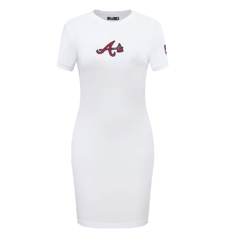 MLB ATLANTA BRAVES CLASSIC WOMEN'S BODY CON DRESS (WHITE) Tunics Stylish elegant