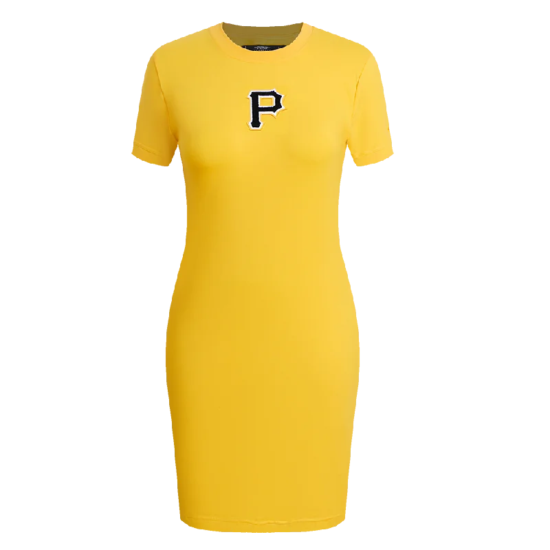 MLB PITTSBURGH PIRATES CLASSIC WOMEN'S BODY CON DRESS (YELLOW) Boatneck Modish Everyday