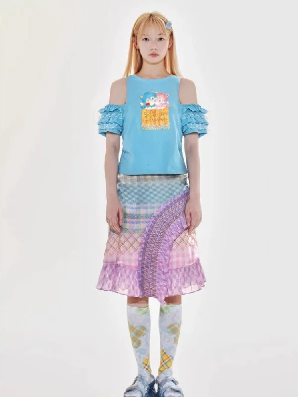 Plaid A-line skirt【s0000009515】 cotton skirt soft