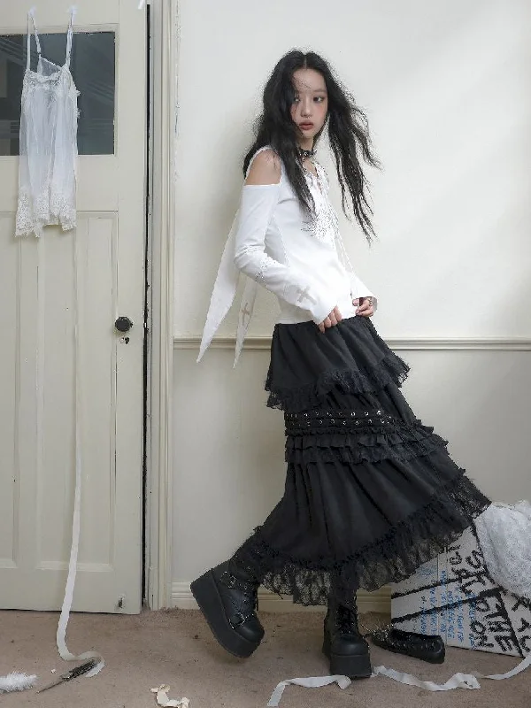 Irregular Long Cake Umbrella Skirt【s0000010723】 denim skirt stylish