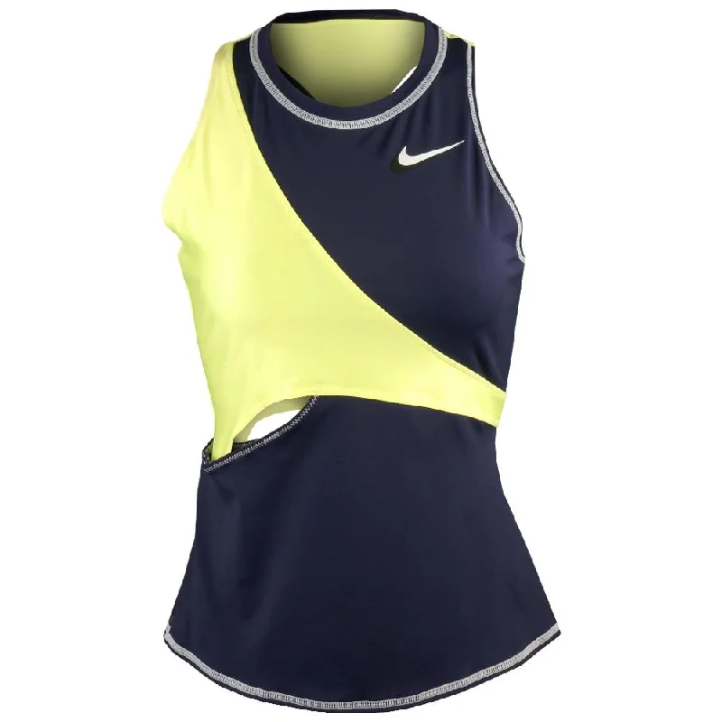 Nike Women's Slam Paris Tank - Obsidian/Light Citron activewear tank top