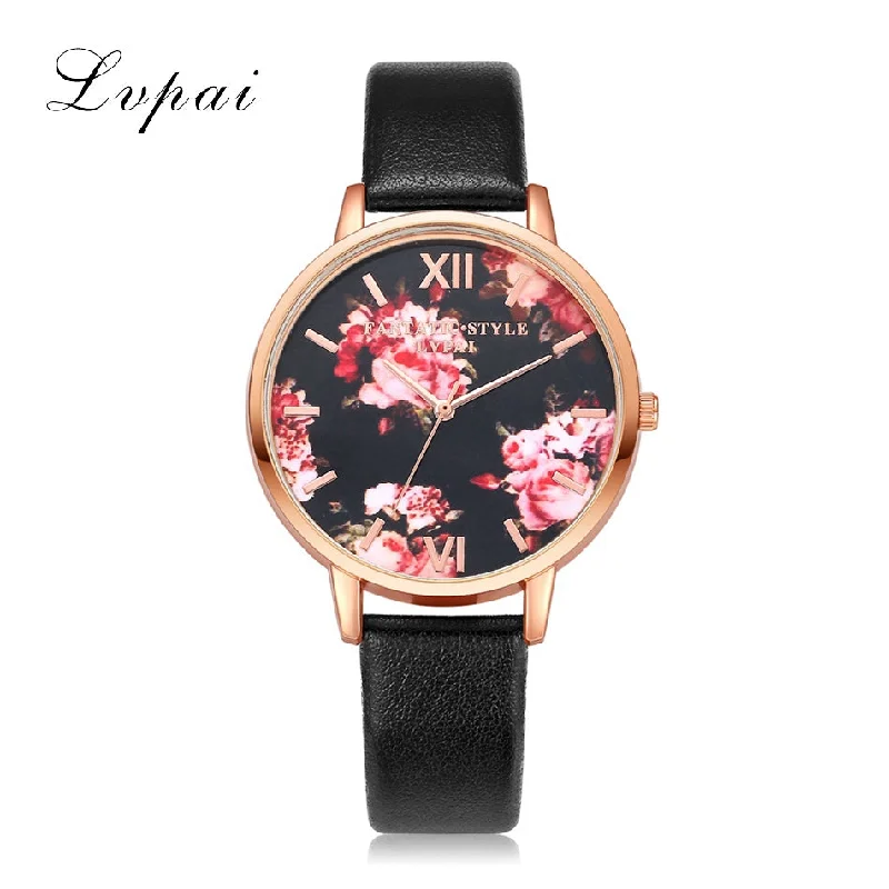 High Quality Fashion Leather Strap Rose Gold Women Watch Casual Love Heart Quartz Wrist Watch Women Dress Ladies Luxury Watches Tunics Trendy modern