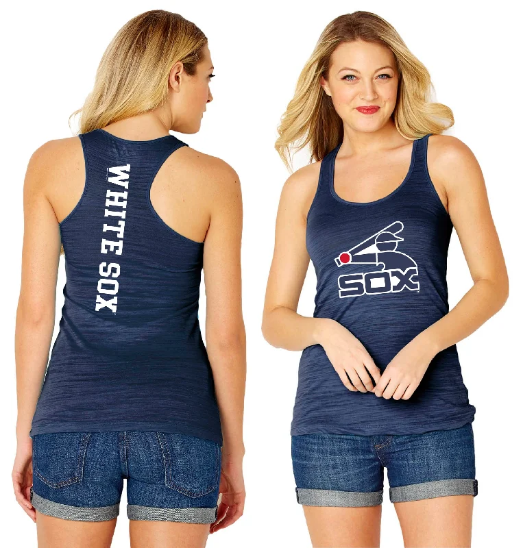 Chicago White Sox Woman's Batterman Logo Navy Tank-Top peach tank top