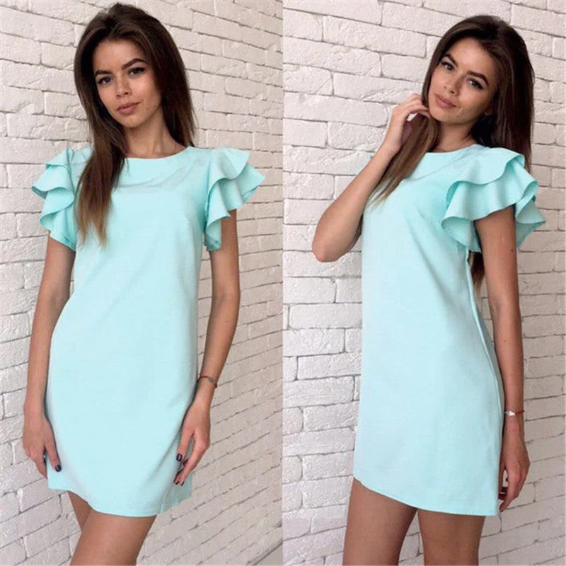 Women Sexy Backless Butterfly Sleeve Dress Tunics Short Trendy