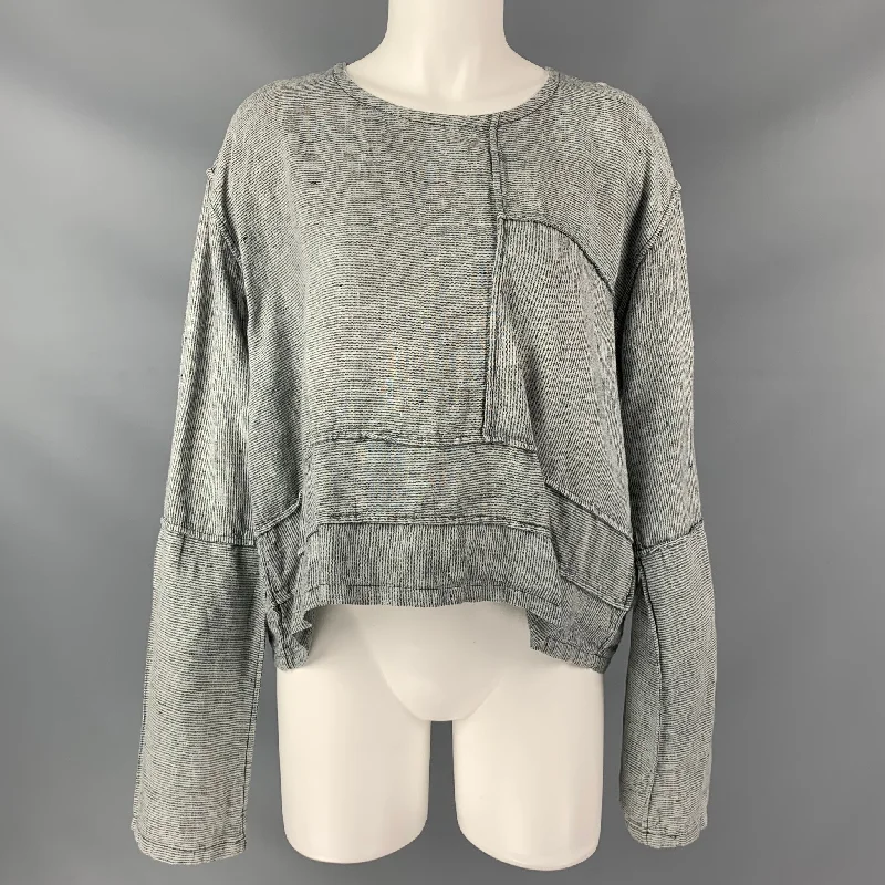 CYNTHIA ASHBY Size S Blue & White Linen Oversized Casual Pullover Top Hooded Pullover Sweater CYNTHIA ASHBY Size S Blue & White Linen Oversized Casual Pullover Top Hooded Pullover Sweater