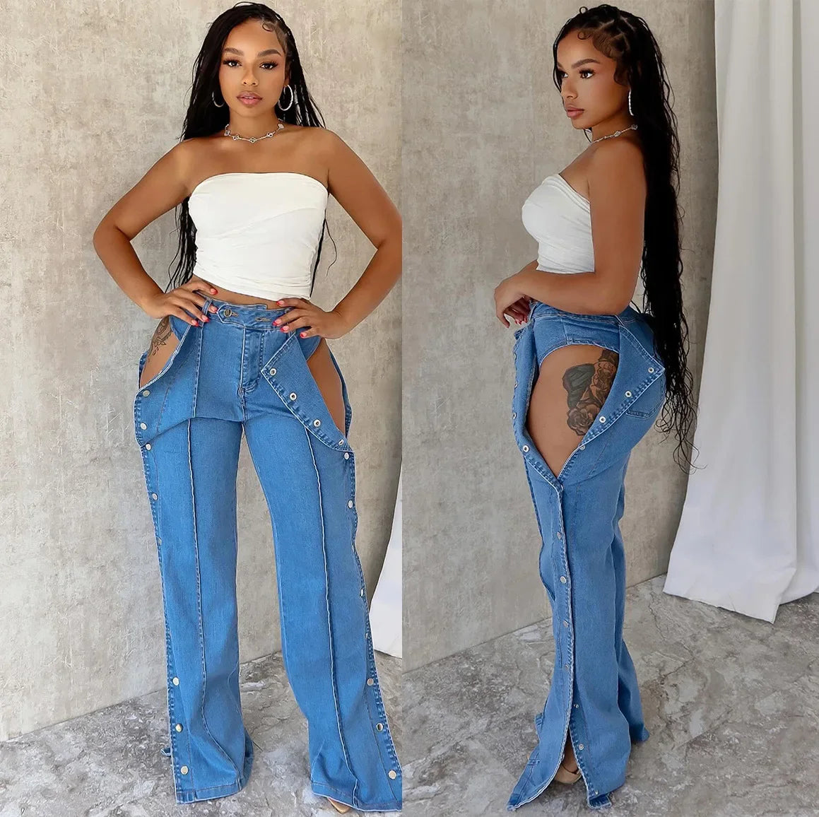 Advbridge Jeans Women Denim Pant Long Pants Slim Fit Tight High Waist Solid Casual Regular Button Pocket Sexy Trousers Summer 2024 Trousers Solid Black