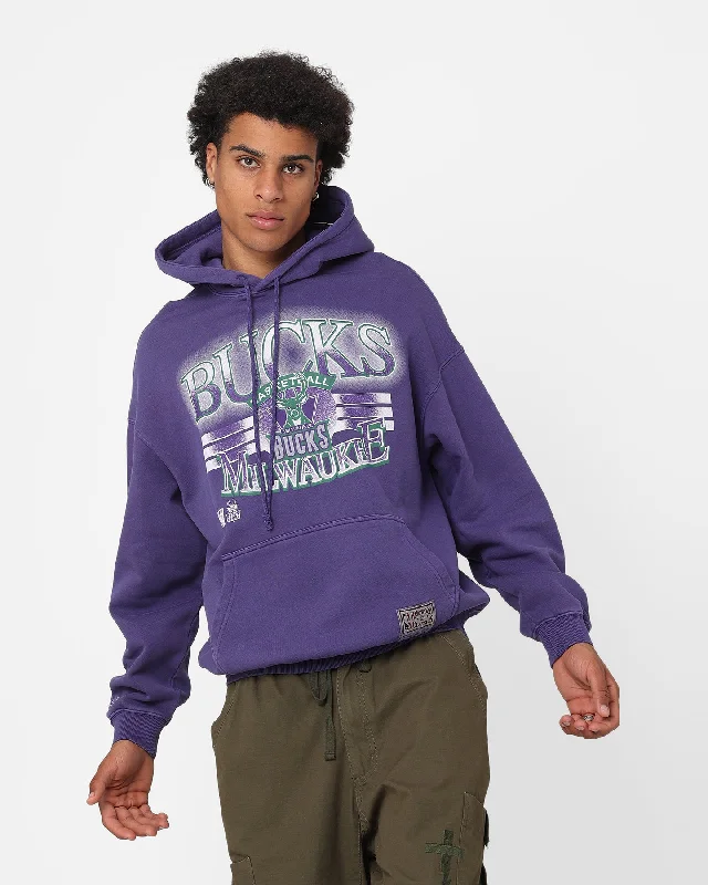 Mitchell & Ness Milwaukee Bucks Glow Arch Hoodie Purple Hoodie with Magnetic Closure Innovative Modern