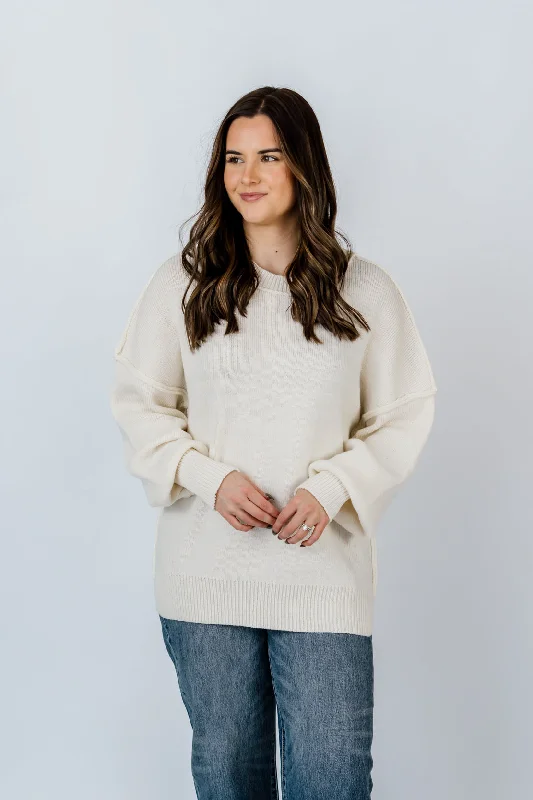 Cora Oversized Sweater  | Ivory Layered Multi-layer Single Layer