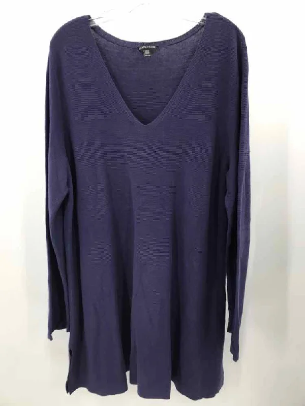 Pre-Owned Eileen Fisher Purple Size XL Sweater Spandex Blend Rayon Blend Denim Blend