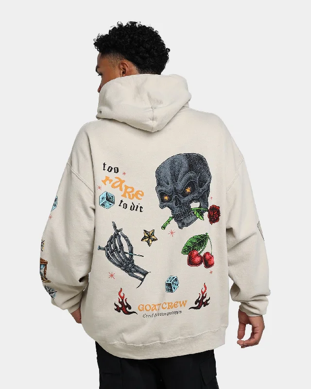 Goat Crew Too Weird To Live Hoodie Off White Hoodie with Monochrome Minimalist Simple