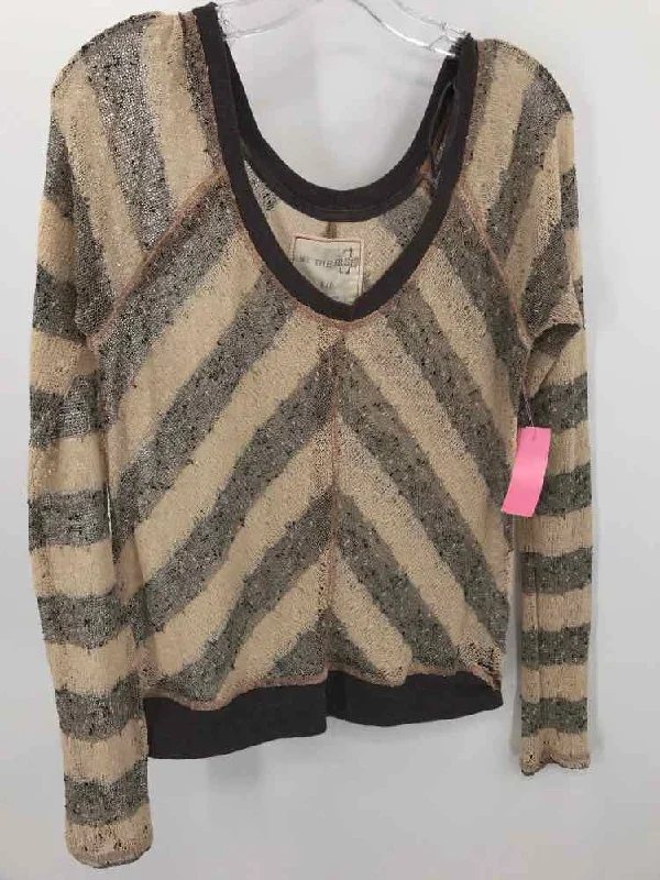 Pre-Owned Free People Ivory Size Large Sweater Print Jacquard Patchwork