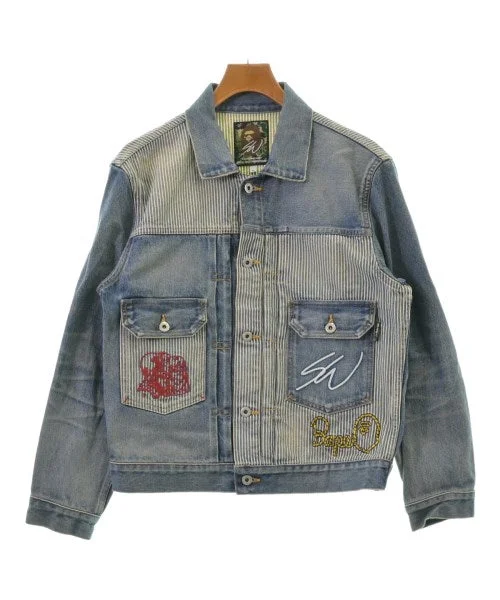 A BATHING APE Denim jackets Collared Jacket Crew Neck Jacket Turtle Neck Jacket