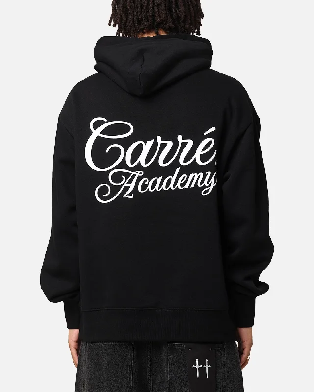 Carre Serif Hoodie Black Hoodie with Exposed Zipper Edgy Industrial