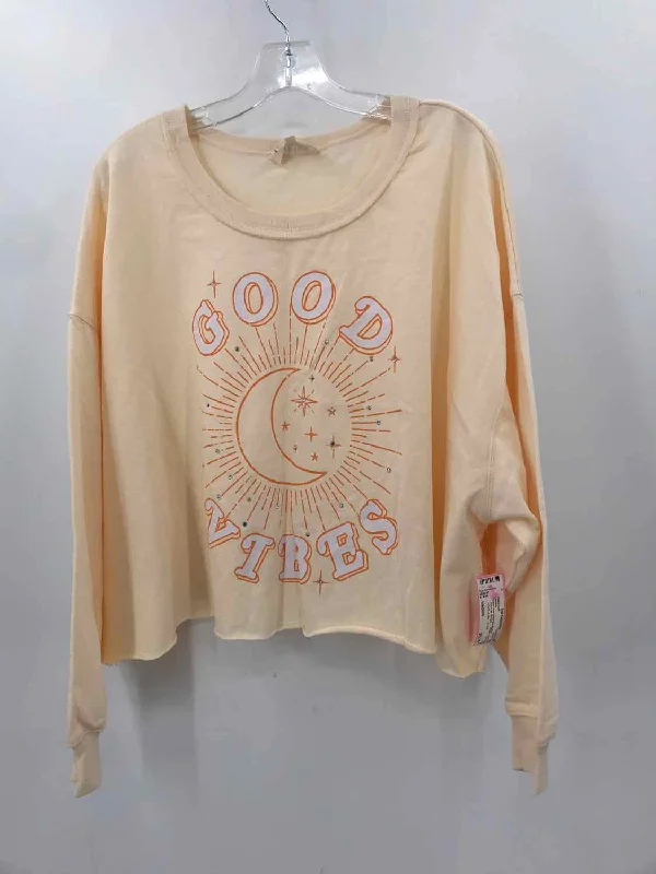 Pre-Owned Peach Love Yellow Size Medium Embellished Sweater Terry Terry Cloth Terry Knit