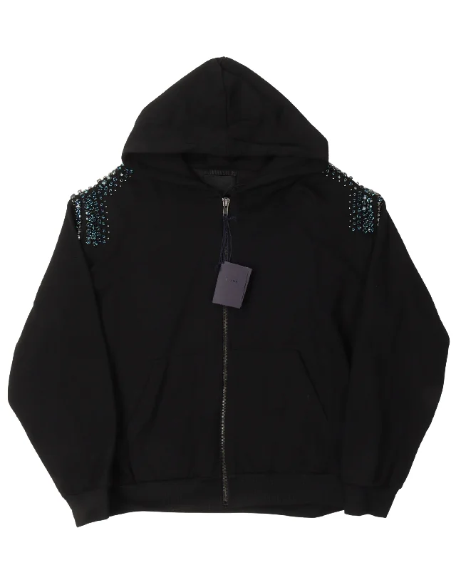 Runway Crystal Zip Up Hoodie Hoodie with Print Artistic Unique