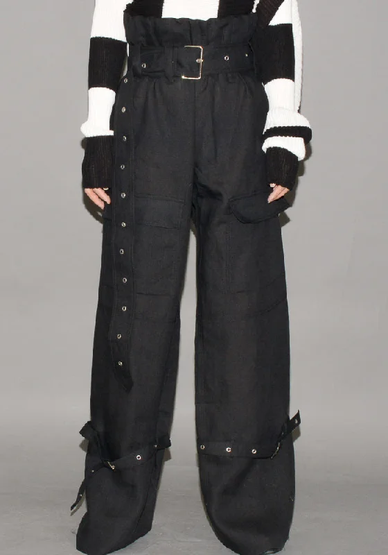 MARQUES ALMEIDA LINEN CARGO TROUSERS BLACK Trousers cozy soft