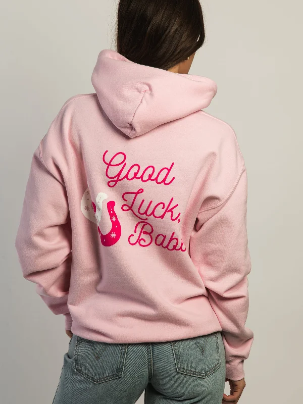 VERBAGE GOOD LUCK BABE PULLOVER HOODIE Open Neck Pullover