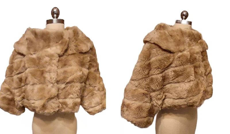 *   VINTAGE CUDDLY SHAWL / RING COLLAR FAUX FUR COCOON JACKET EVENING JACKET Elasticated Jacket Padded Jacket Insulated Jacket