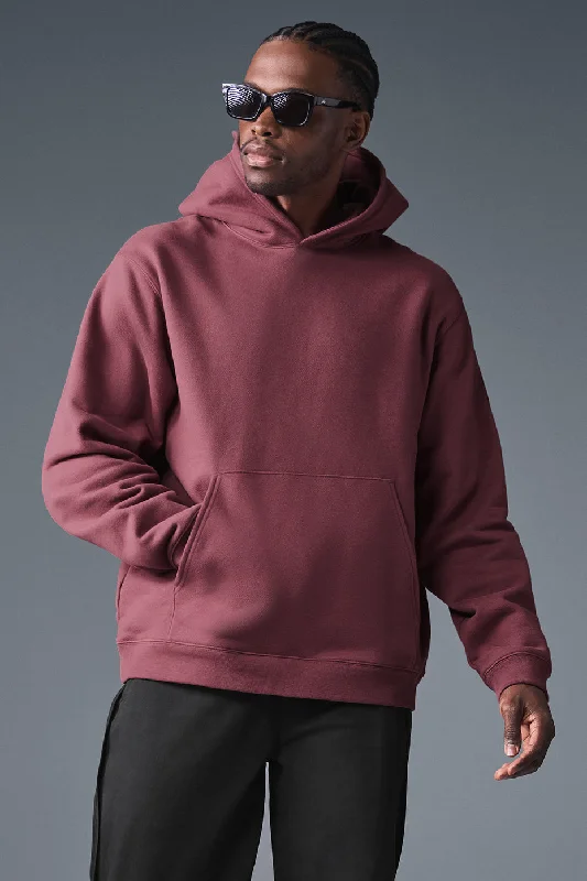 Renown Heavy Weight Hoodie - Burgundy Truffle Hoodie with Hem Drawcord Adjustable Customizable