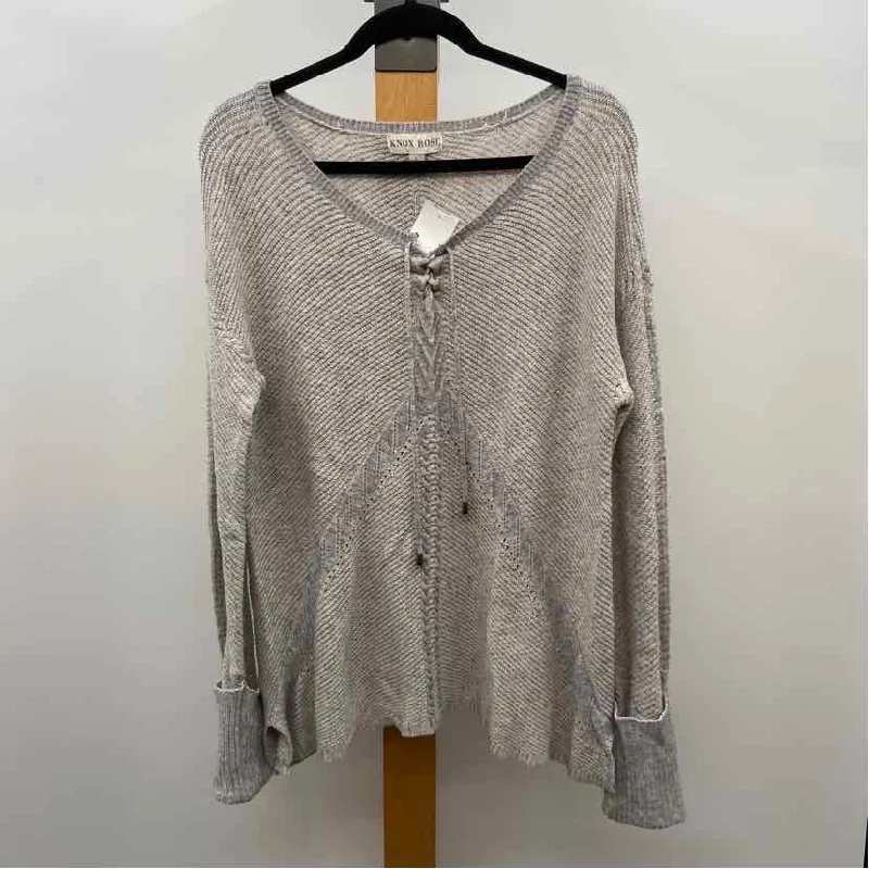 Knox Rose Women's Size L Gray Textured Sweater Boxy Sweater Fitted Sweater A-Line